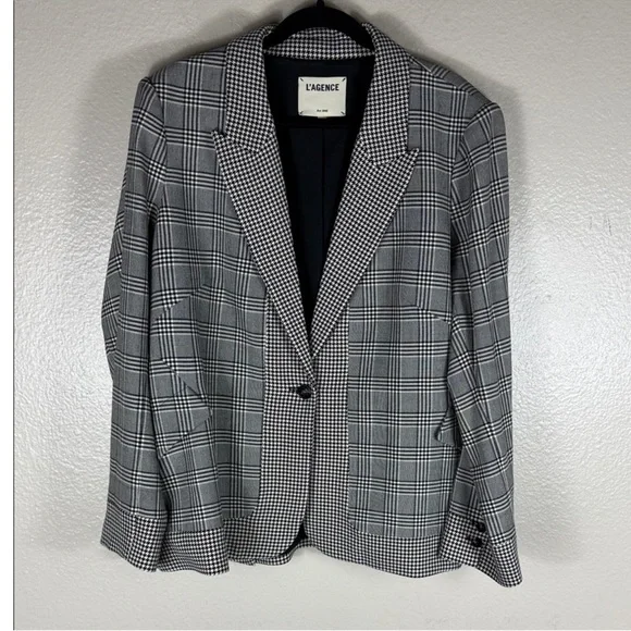 L'AGENCE Chamberlain Plaid & Houndstooth Blazer - Picture 7 of 11